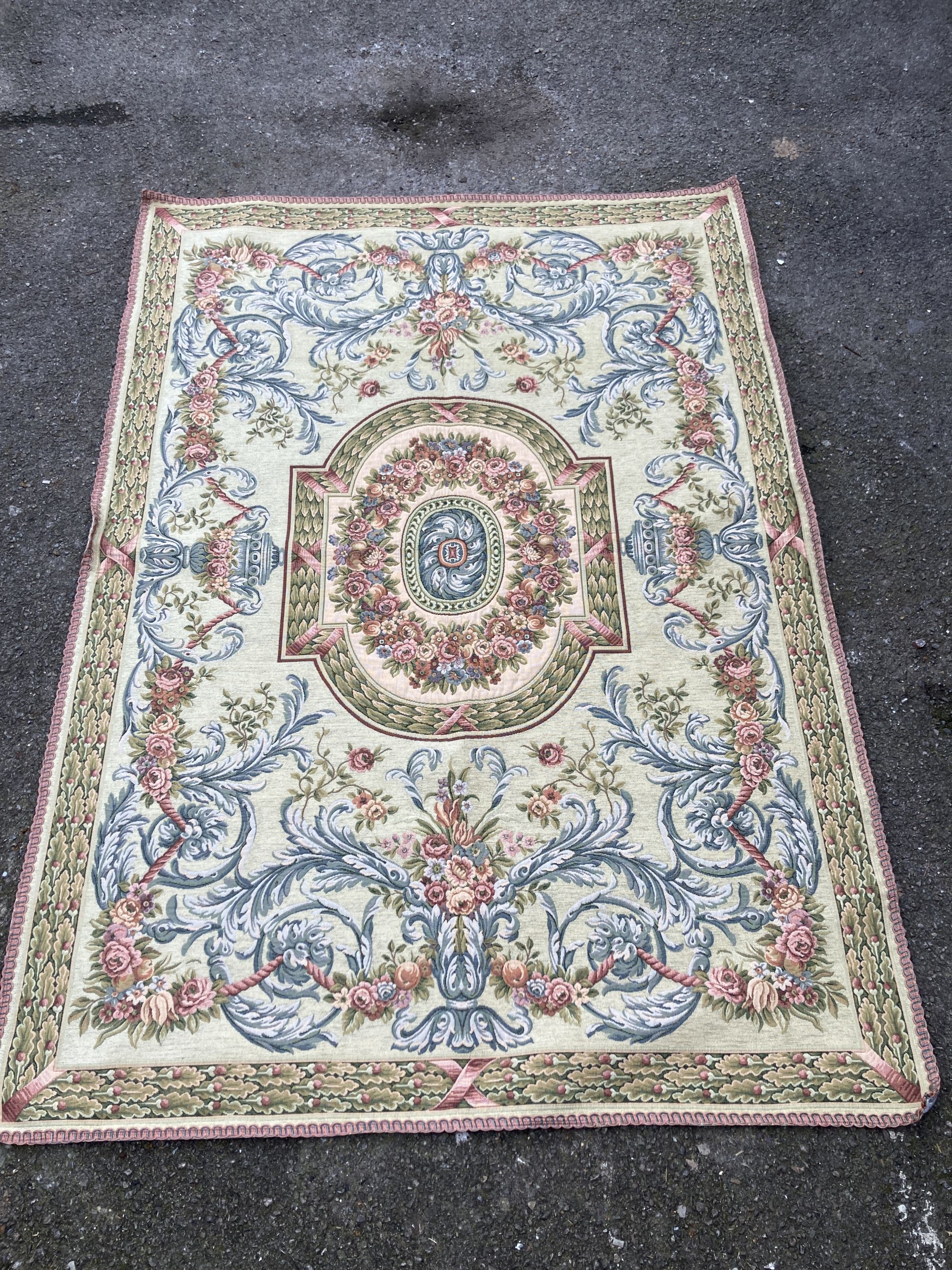 An Aubusson style wall hanging, 180 x 135cm and a North West Persian rug